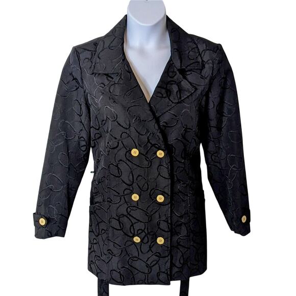 Erin London Lightweight Patterned Black Hip Length Lined Jacket Women's Sz L - Picture 2 of 9